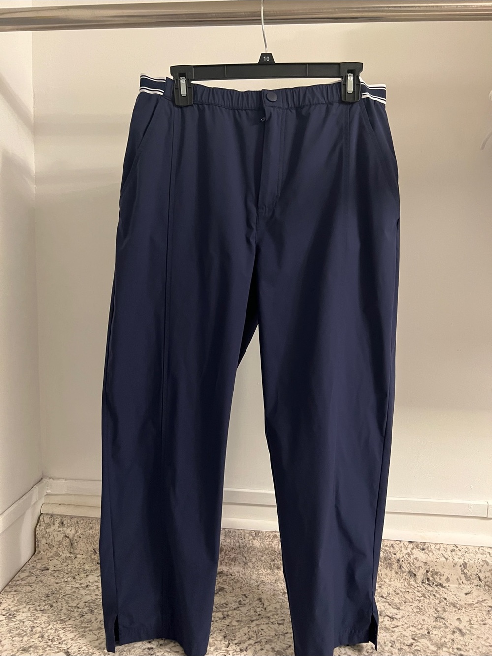 Vineyard Vines Navy Women's Track Pants with White Waistband Stripes